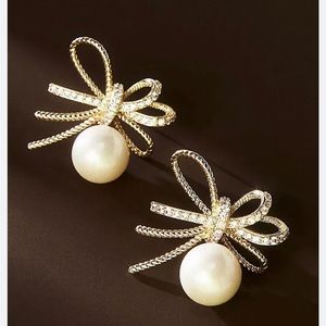 Anthropologie Gemelli Cassidy Bow & Pearl Earrings